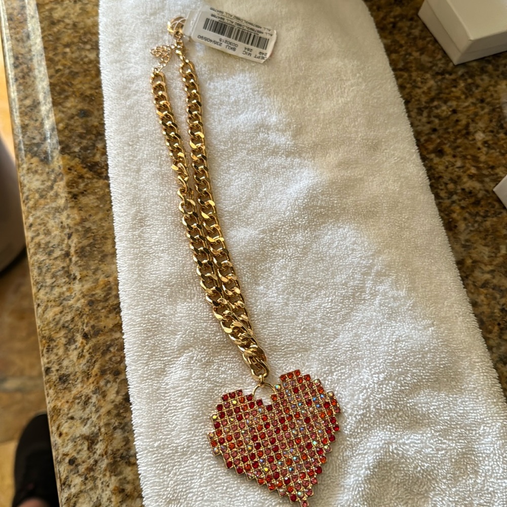 Betsy Johnson chain with heart necklace